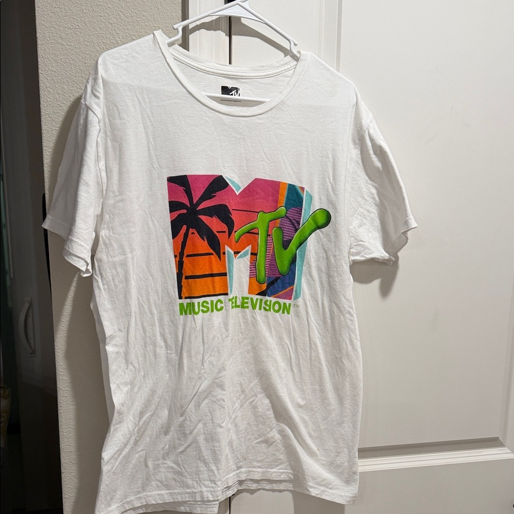 MTV White Tee with Colorful Logo